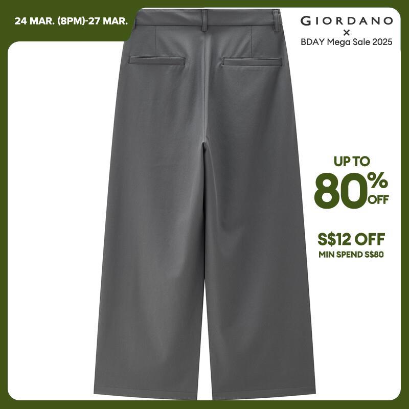GIORDANO Women Pants Anti-Wrinkle Smooth Pleated Suit Pants Multi-Pocket Solid Color Simple Fashion Casual Pants 05414307 · v2