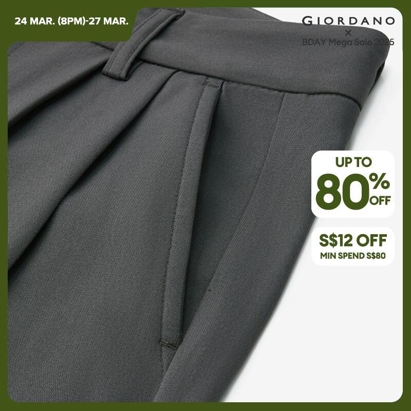 GIORDANO Women Pants Anti-Wrinkle Smooth Pleated Suit Pants Multi-Pocket Solid Color Simple Fashion Casual Pants 05414307 · v2