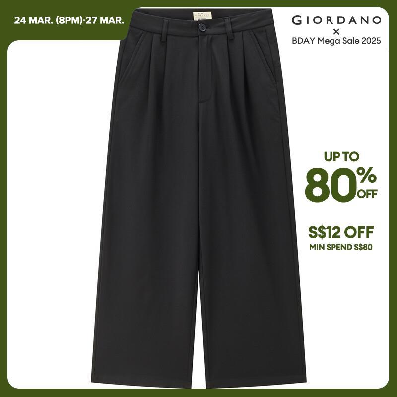 GIORDANO Women Pants Anti-Wrinkle Smooth Pleated Suit Pants Multi-Pocket Solid Color Simple Fashion Casual Pants 05414307 · v2