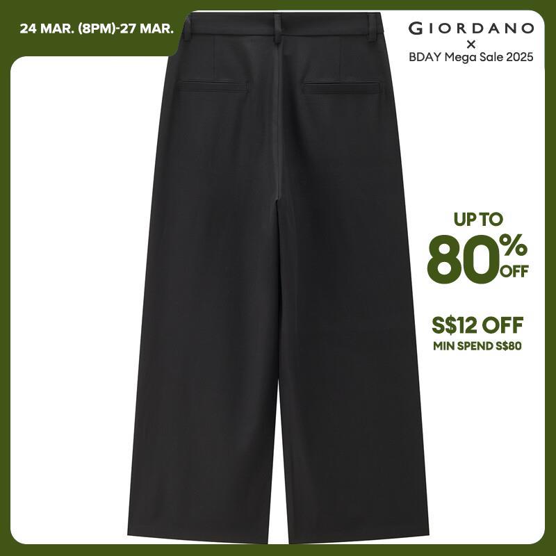 GIORDANO Women Pants Anti-Wrinkle Smooth Pleated Suit Pants Multi-Pocket Solid Color Simple Fashion Casual Pants 05414307 · v2
