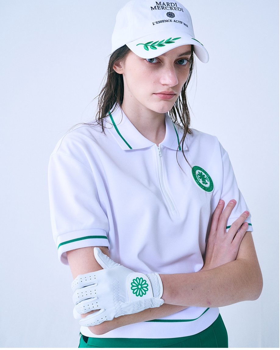 MARDI MERCREDI PIQUET ZIP UP TSHIRT ROUND EMOJI WAPPEN
