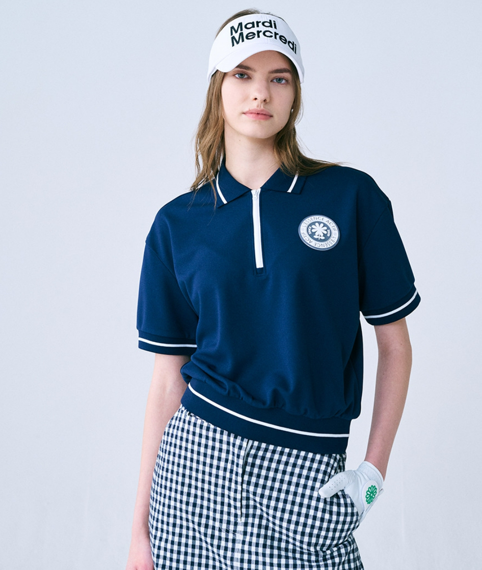 MARDI MERCREDI PIQUET ZIP UP TSHIRT ROUND EMOJI WAPPEN