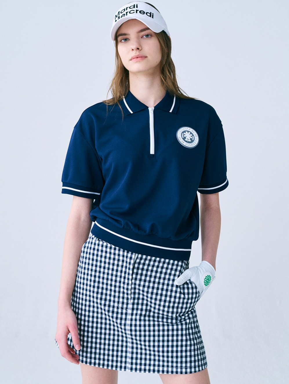 MARDI MERCREDI PIQUET ZIP UP TSHIRT ROUND EMOJI WAPPEN