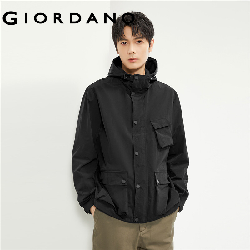 GIORDANO Men Jackets Multi-Pocket Outdoor Lightweight Jackets Solid Color Simple Fashion Casual Loose Hooded Jackets 01074060 · v4