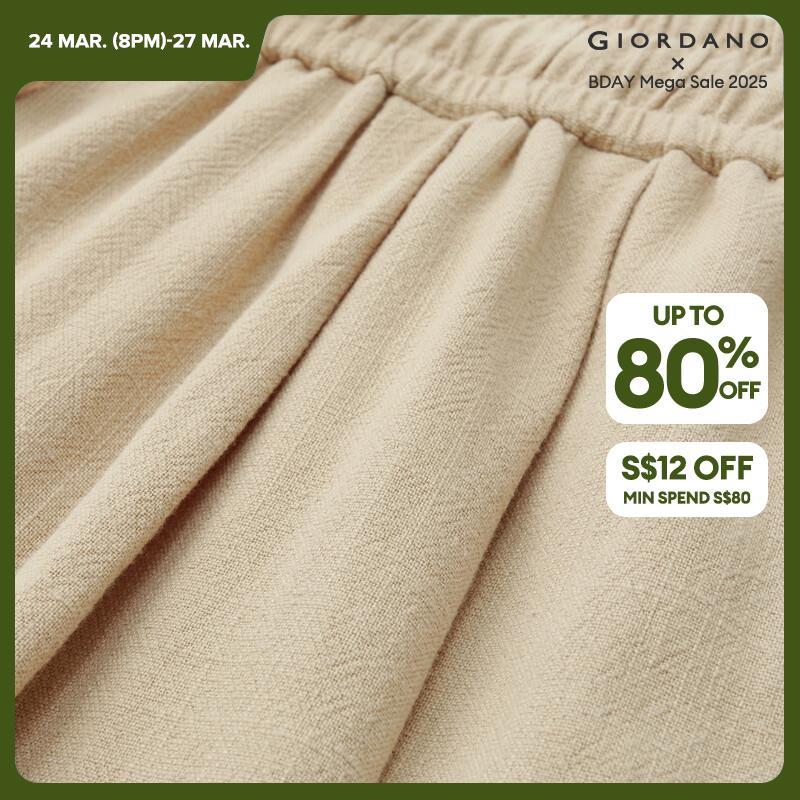 GIORDANO Women Pants Elastic Waist Wide Leg Pleated Pants Solid Color Ankle Length Simple Fashion Casual Loose Pants 18423901 · v2