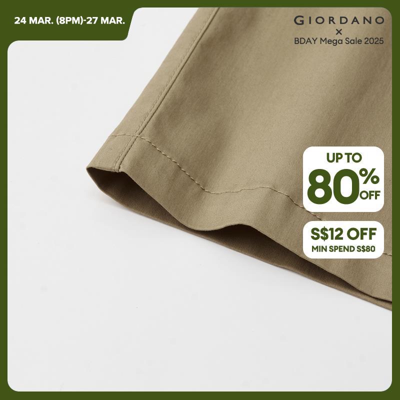 GIORDANO Pantaloni da donna Pantaloni plissettati in vita elasticizzata Tasche oblique tinta unita Pantaloni casual semplici alla caviglia 05424314
