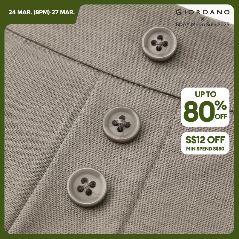 GIORDANO Women Pants Buttons Embellished Tencel Pants Invisible Zip Wide leg Ankle Length Simple Fashion Casual Pants 05424343 · v2