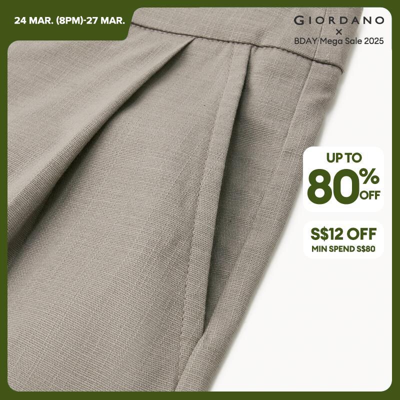 GIORDANO Women Pants Buttons Embellished Tencel Pants Invisible Zip Wide leg Ankle Length Simple Fashion Casual Pants 05424343 · v2