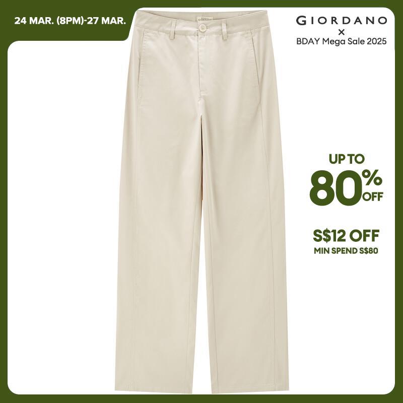 GIORDANO Damenhose aus 100% Baumwolle, mittelhoher Bund, Knöchellänge, geschmeidige, weiche, modische Freizeithose 05424331
