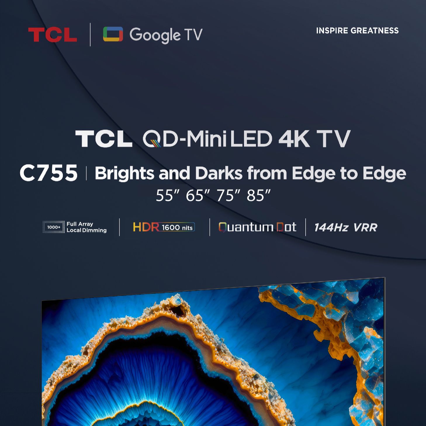 2024 TCL C755 QD-Mini Led 4K TV | 55 65 75 85 inch |  AI Smart Google TV | Eye Care【With Free Gift】 · v8