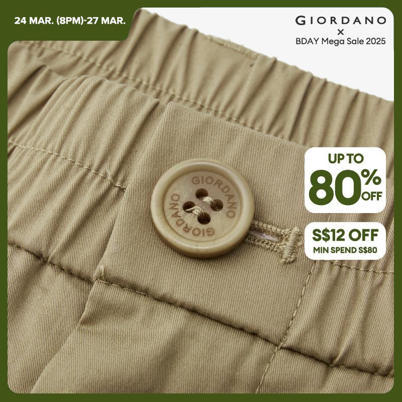 GIORDANO Pantaloni da donna in vita elastica Pantaloni plissettati lisci Tasche oblique alla caviglia Pantaloni casual semplici di base alla moda 05424332