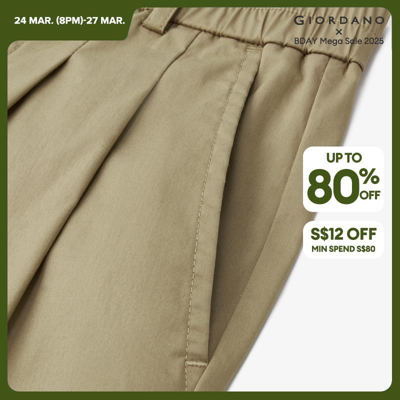 GIORDANO Pantaloni da donna in vita elastica Pantaloni plissettati lisci Tasche oblique alla caviglia Pantaloni casual semplici di base alla moda 05424332