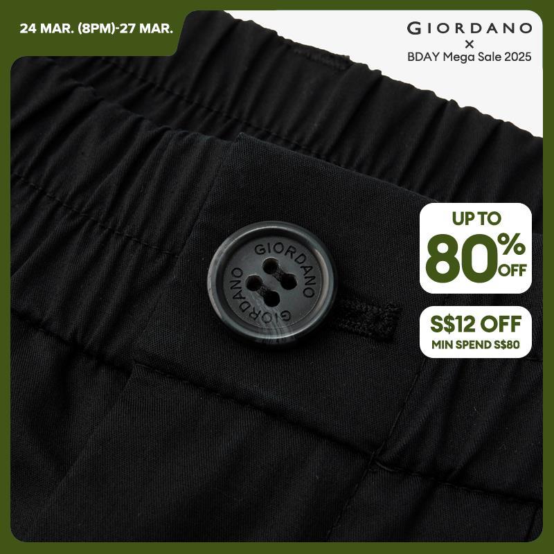 GIORDANO Pantaloni da donna in vita elastica Pantaloni plissettati lisci Tasche oblique alla caviglia Pantaloni casual semplici di base alla moda 05424332