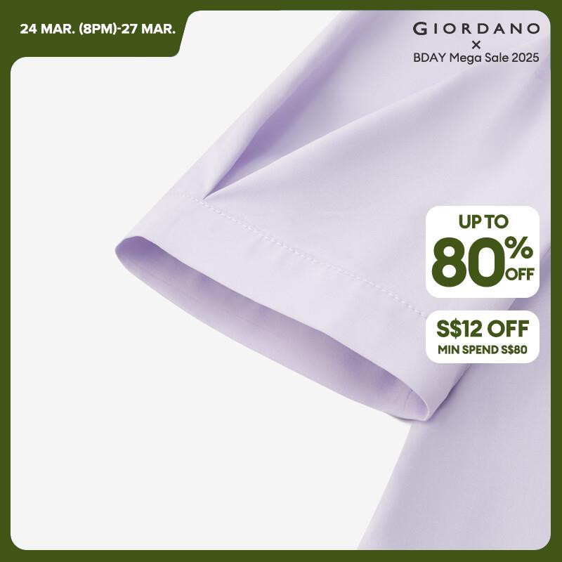 GIORDANO Women Shirts Sweet Gentle Puff Sleeve Blouses Button Closure Short Sleeve Simple Fashion Casual Pleated Shirts 13344201
