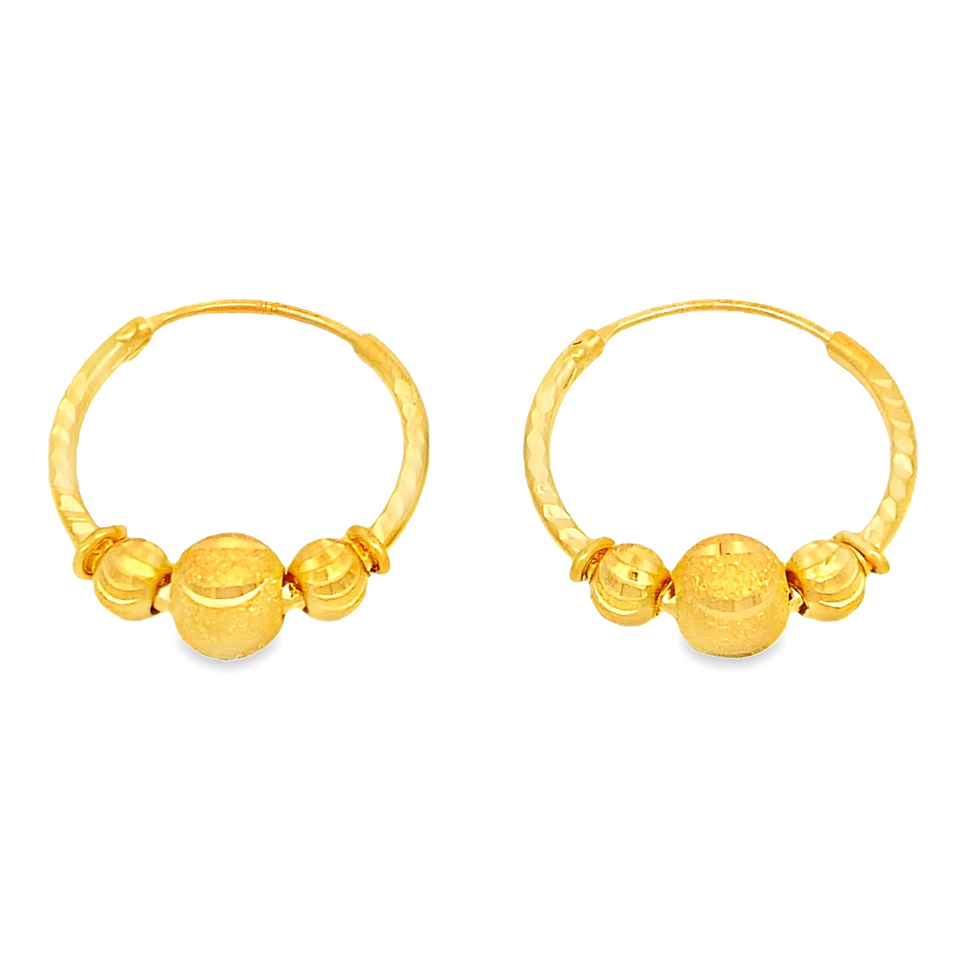 Top Cash Jewellery 916 Gold Charm Loop Earrings