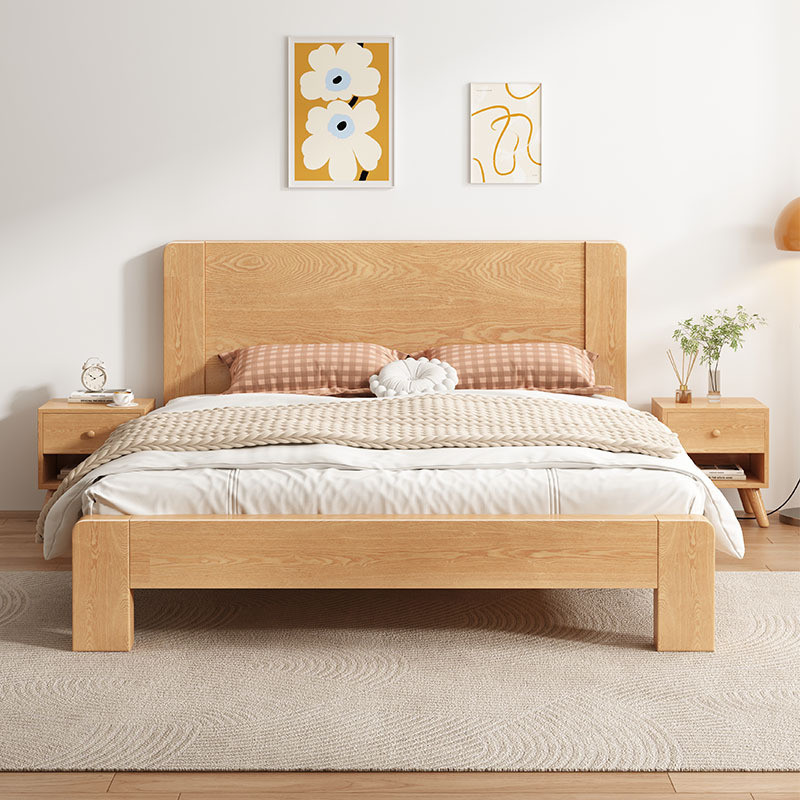 Masif Ahşap Yatak Modern Minimalist Ebeveyn Yatak Odası Çift Kişilik Yatak Yatak Ahşap Yatak Kraliçe Çift Kişilik Yatak Modern Minimalist Çift Kişilik Yatak Basit Kiralık Oda Tek Kişilik Çift Kişilik Yatak Çerçevesi