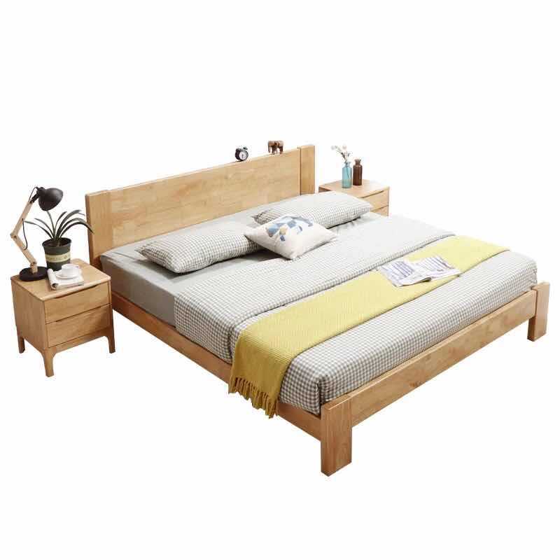 Khung giường HDB Giường đôi Khung giường Giường gỗ Giường Queen King Giường gỗ nguyên khối 1,8m Hiện đại Đơn giản 1,5 Phòng cho thuê Căn hộ Giường Nội thất phòng ngủ
