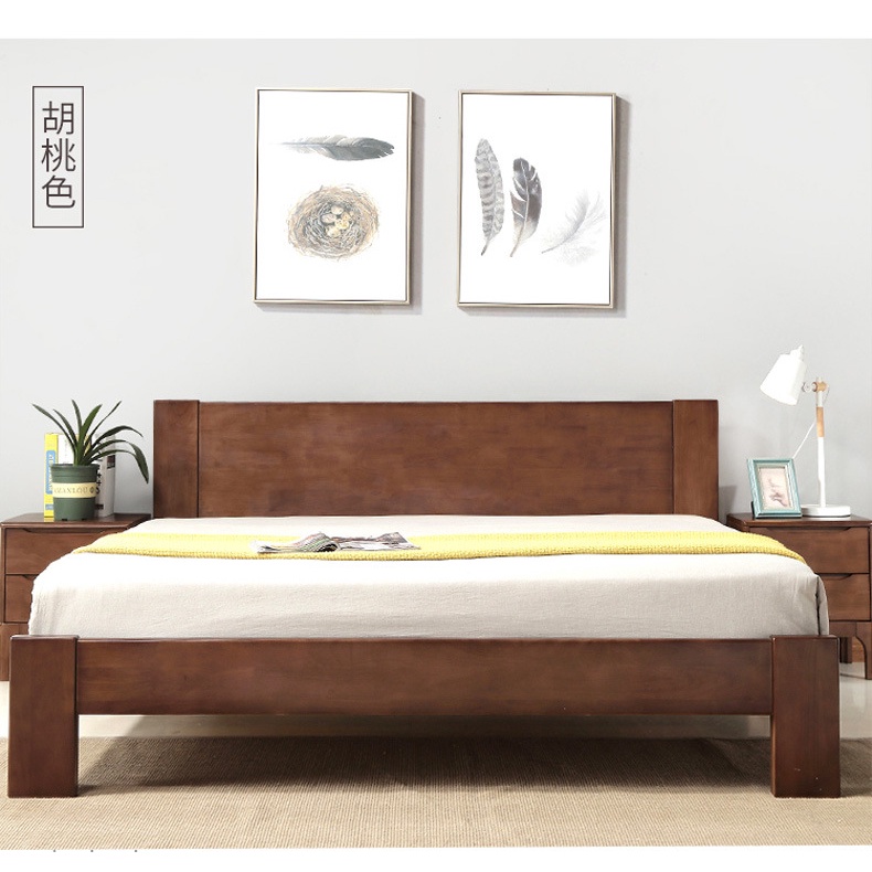 Khung giường HDB Giường đôi Khung giường Giường gỗ Giường Queen King Giường gỗ nguyên khối 1,8m Hiện đại Đơn giản 1,5 Phòng cho thuê Căn hộ Giường Nội thất phòng ngủ
