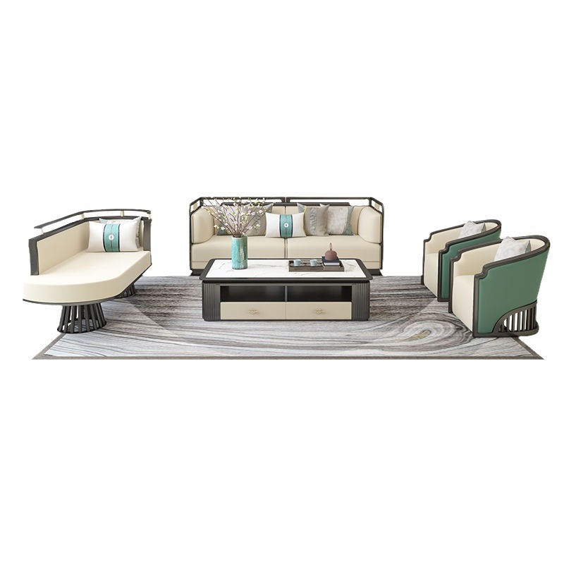 New Chinese style solid wood sofa combination modern Chinese style living room villa size apartment complete set of furniture · v3