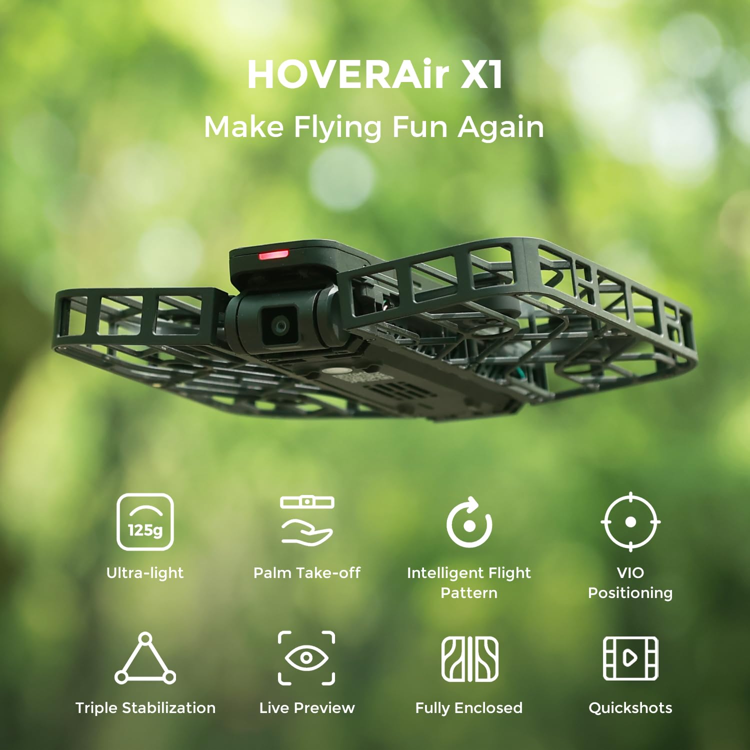 HOVERAir X1 Self-flying Camera Drone Lightweight 125g 32GB - 1 Year Warranty · v11