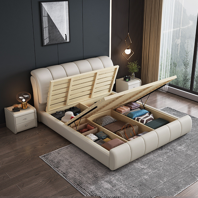 Khung giường lưu trữ HDB có ngăn kéo lưu trữ Giường đôi cao Khung giường Giường gỗ Giường Queen Giường King Giường da Công nghệ lưu trữ Giường vải Bền Ba ngăn kéo Giường mềm