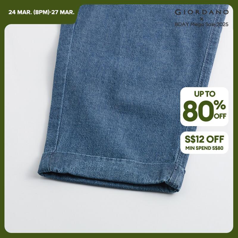 GIORDANO Pantaloni da donna Pantaloni in denim leggero con elastico in vita 100% cotone 100% cotone con polsino arrotolato Pantaloni in denim casual semplici alla moda 05424307