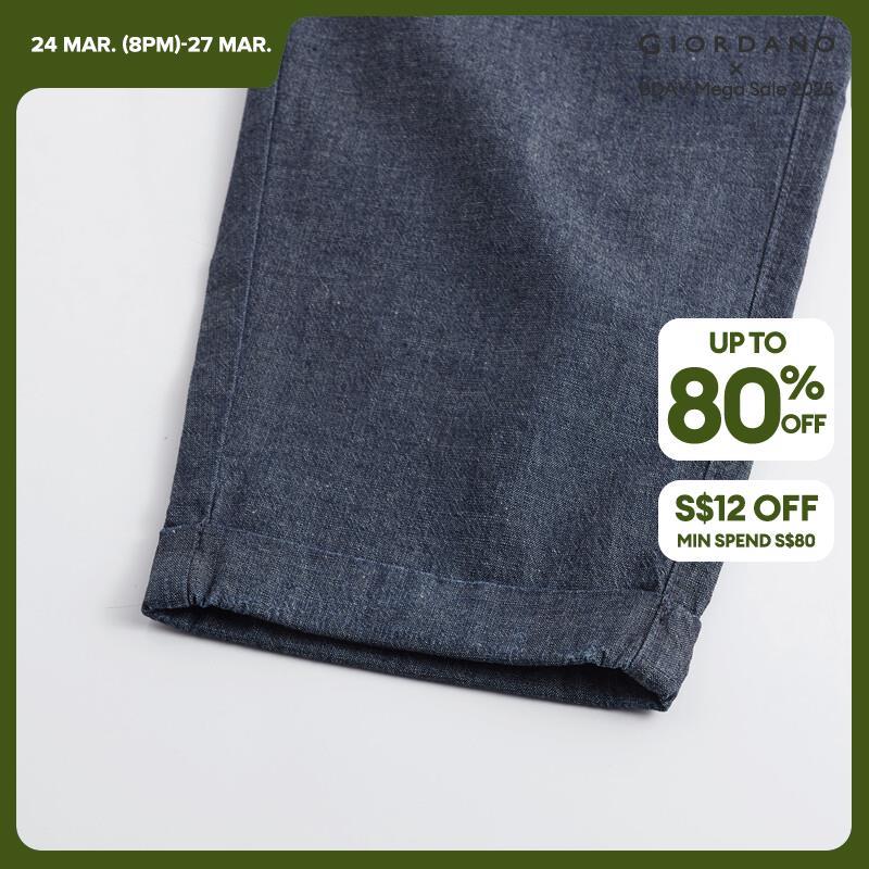 GIORDANO Pantaloni da donna Pantaloni in denim leggero con elastico in vita 100% cotone 100% cotone con polsino arrotolato Pantaloni in denim casual semplici alla moda 05424307