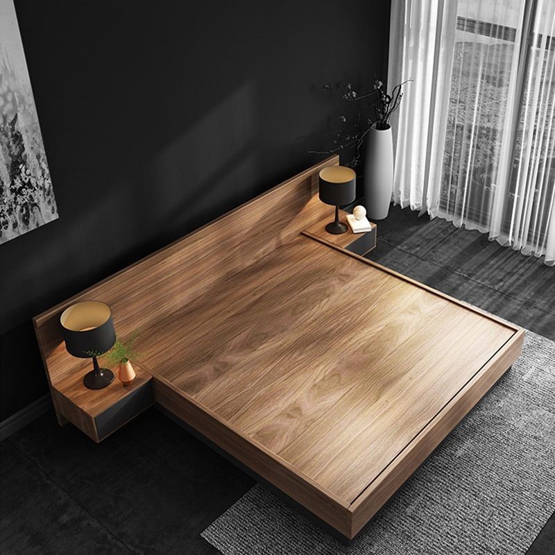 Tatami-Bettgestell im japanischen Stil, Stauraum, Bettgestell aus massivem Holz, Bettgestell mit Matratze, Queen- und King-Size-Bett