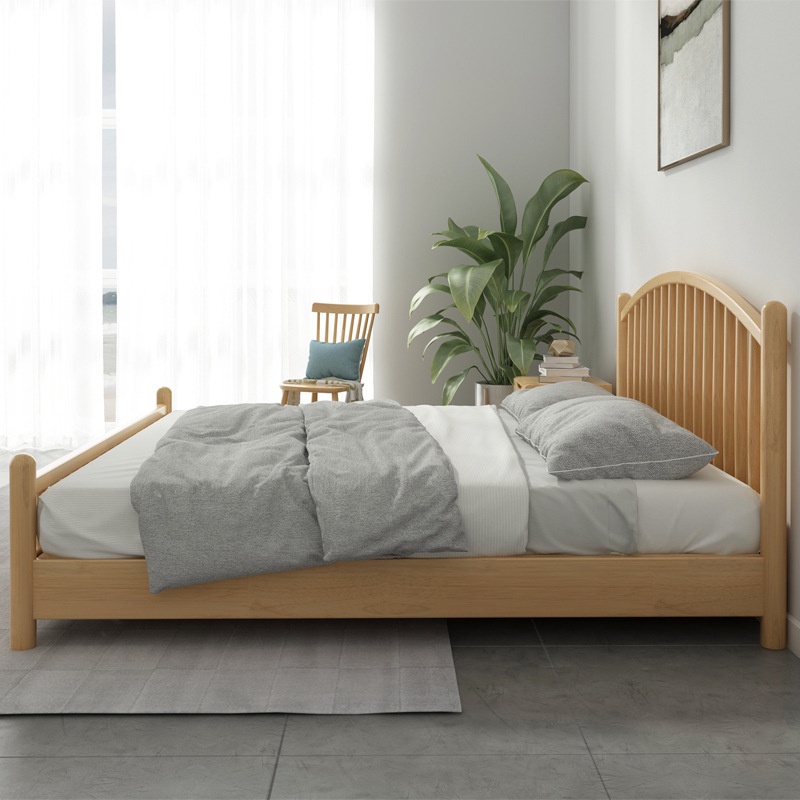 【Free Shipping】Solid Wooden Bed Frame SingleSuper SingleQueenKing Size Bedframe With Mattress Wooden Bedframe · v7