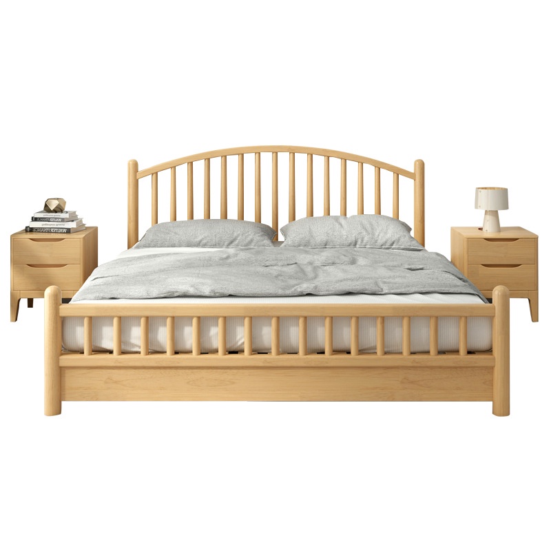 【Free Shipping】Solid Wooden Bed Frame SingleSuper SingleQueenKing Size Bedframe With Mattress Wooden Bedframe · v7