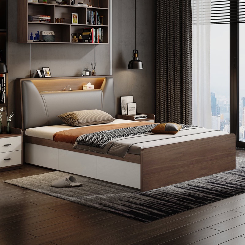 Depolama Çekmeceli HDB Depolama Yatak Çerçevesi Küçük Daire Yatak Odası İskandinav Ev Depolama Yatağı Tek Kişilik Yatak Çerçevesi Çekmeceli Yüksek Çift Kişilik Yatak