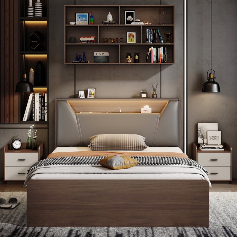 Depolama Çekmeceli HDB Depolama Yatak Çerçevesi Küçük Daire Yatak Odası İskandinav Ev Depolama Yatağı Tek Kişilik Yatak Çerçevesi Çekmeceli Yüksek Çift Kişilik Yatak