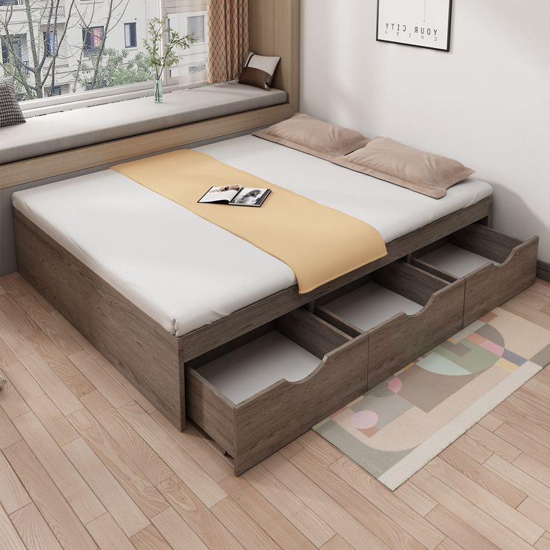 Tatami Yatak HDB Depolama Çekmeceli Yatak Çerçevesi Modern Masif Ahşap Çift Kişilik Tek Katlı Yatak Sırtsız Yataksız Kiralık EvTatami Depolama Yatağı