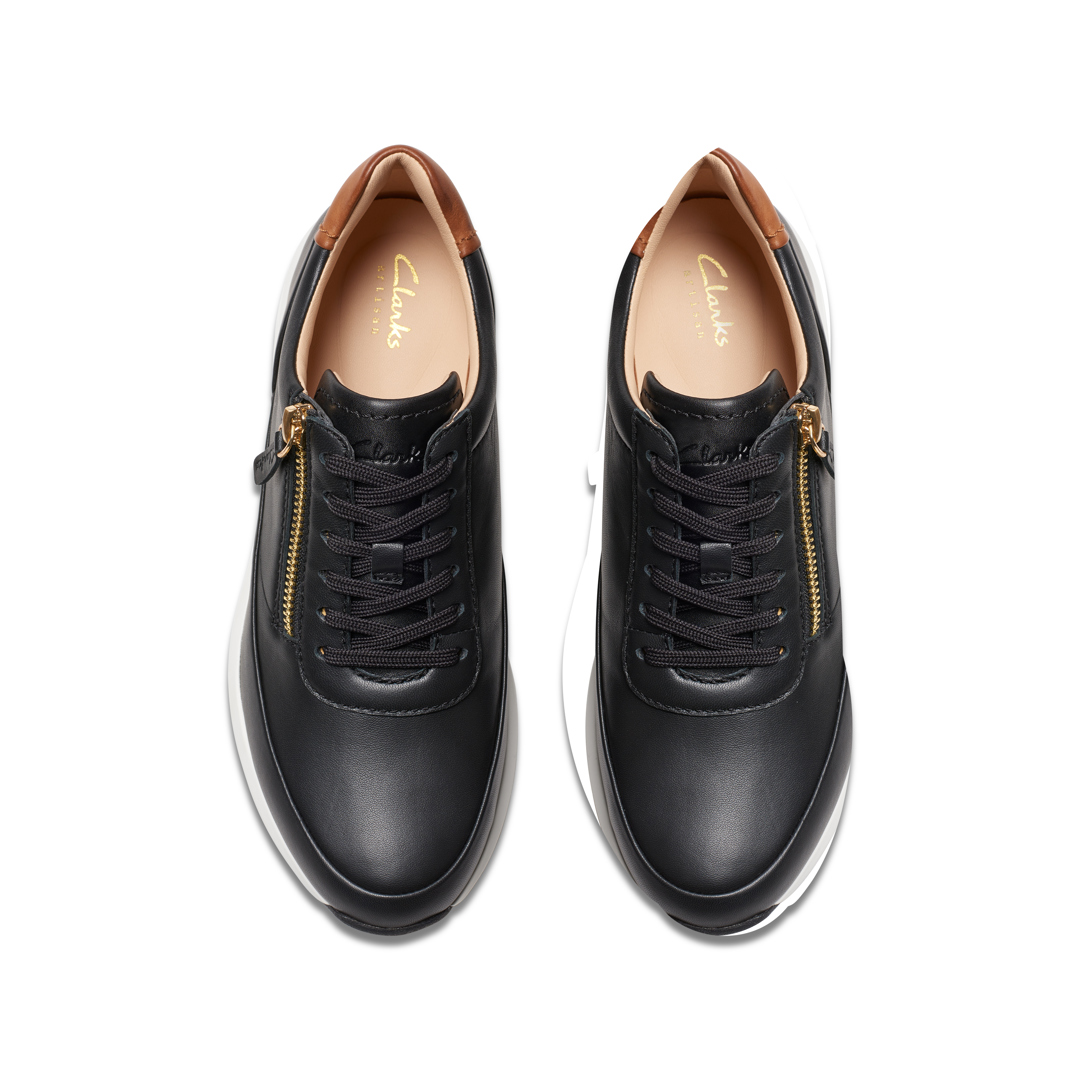 Clarks Womens Tivoli Zip Trainers - Black Leather