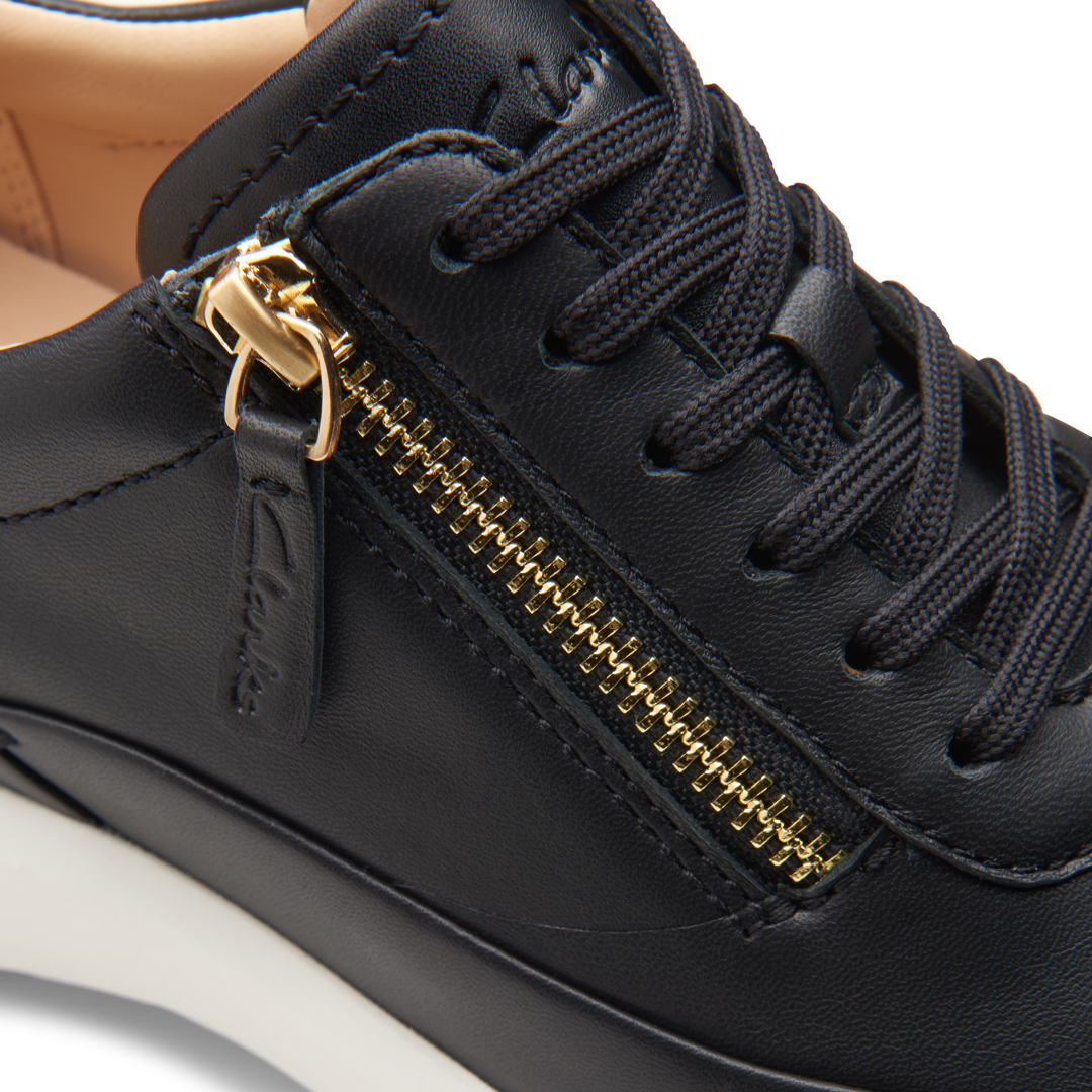 Clarks Womens Tivoli Zip Trainers - Black Leather