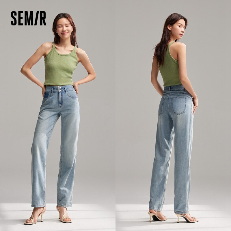 Pantalon Semir Jeans Cool Sense Of Straight pour femmes, style Hong Kong, nouveau petit pantalon de neuf minutes, été 2024