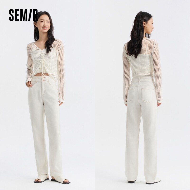 Pantalon Semir Jeans Cool Sense Of Straight pour femmes, style Hong Kong, nouveau petit pantalon de neuf minutes, été 2024