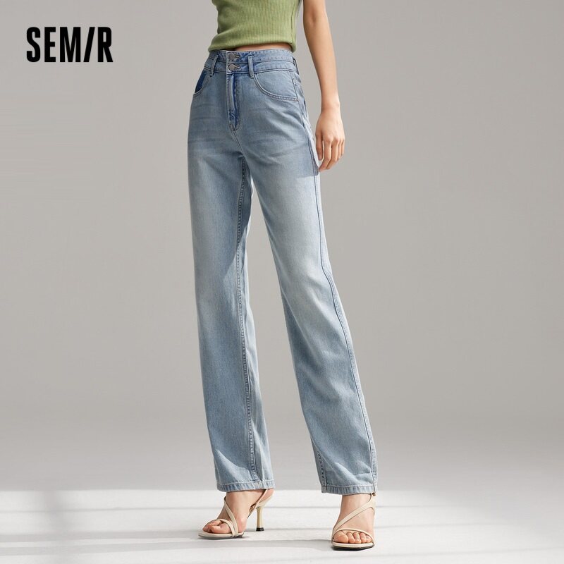 Pantalon Semir Jeans Cool Sense Of Straight pour femmes, style Hong Kong, nouveau petit pantalon de neuf minutes, été 2024