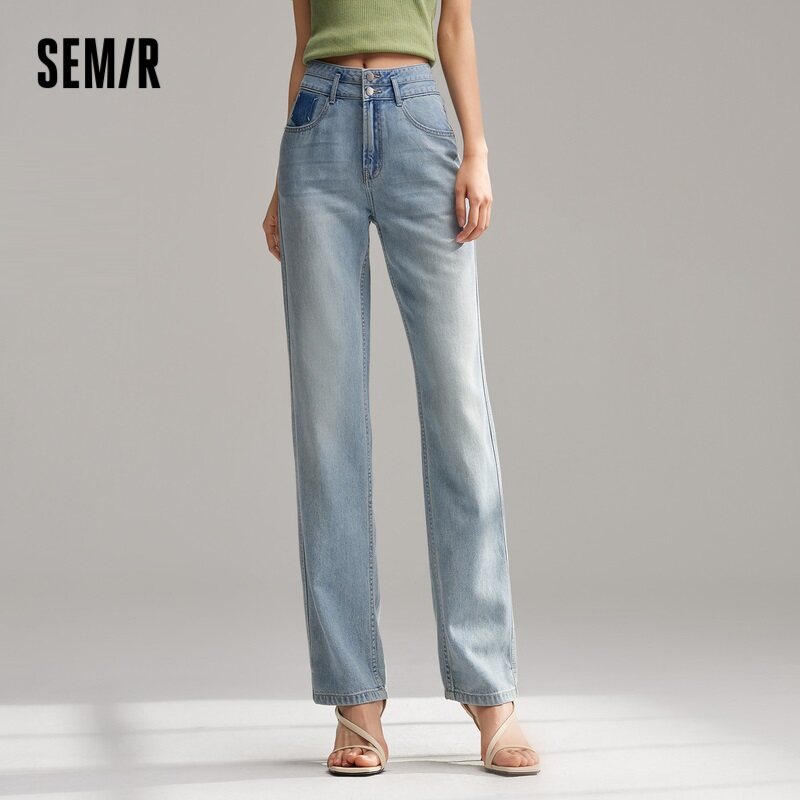 Pantalon Semir Jeans Cool Sense Of Straight pour femmes, style Hong Kong, nouveau petit pantalon de neuf minutes, été 2024