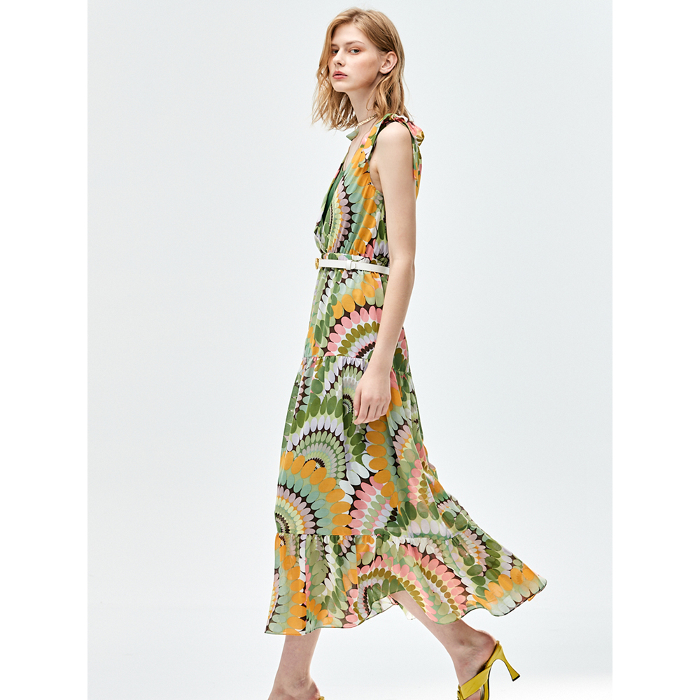 iROO Fashion Women Geometric Print Sleeveless Dress · v4
