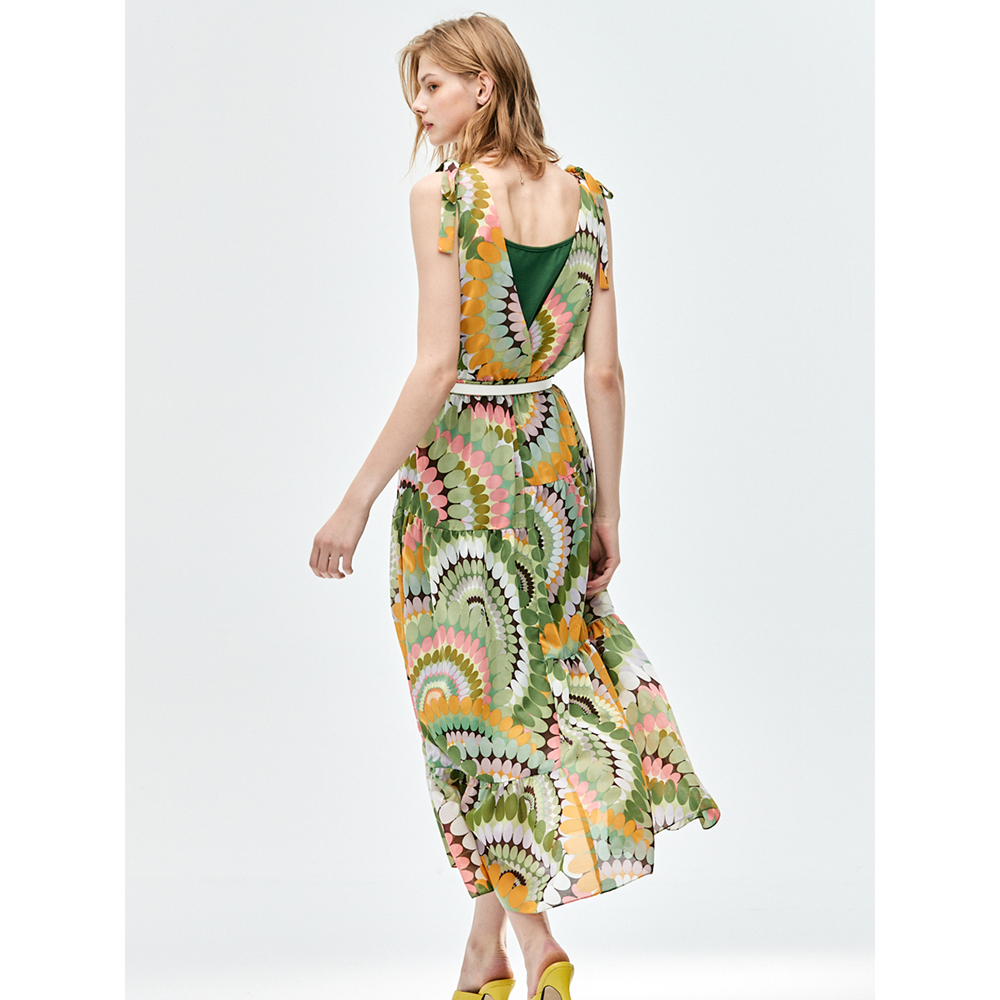 iROO Fashion Women Geometric Print Sleeveless Dress · v4