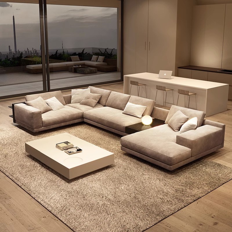 Genuine Leather Sofa U-Shaped Corner Combination Simple Modern Genuine Leather Sofa Large Small Apartment Living Room · v5