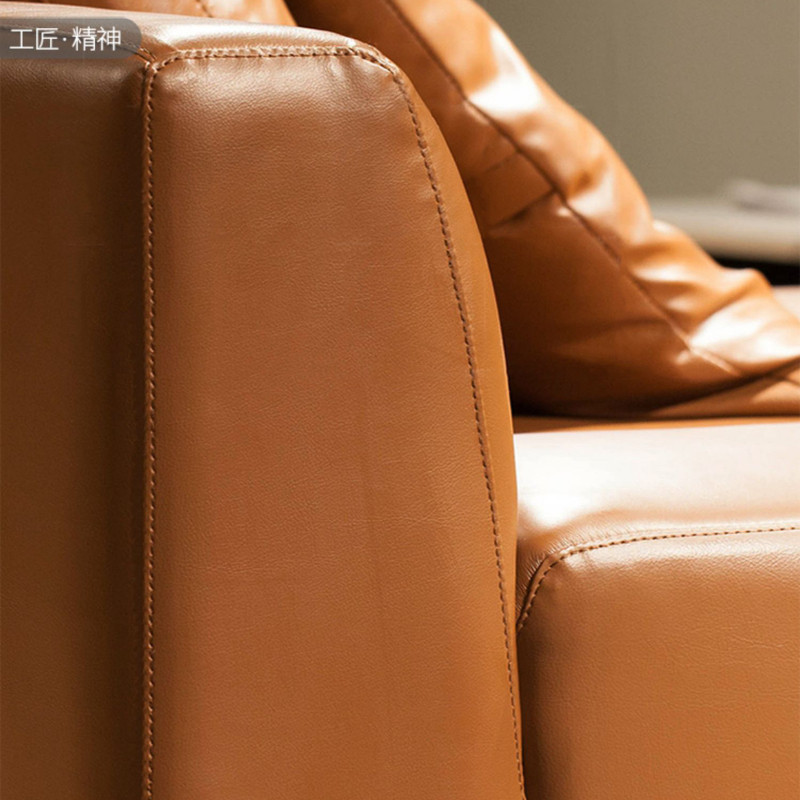 Genuine Leather Sofa First Layer Cowhide Living Room Three-Seat Down Sofa Combin · v3