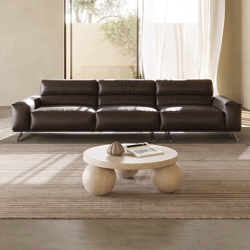 Sofa Genuine Leather Sofa Living Room Big Three-Seat Inline R First Layer Cowhide · v5