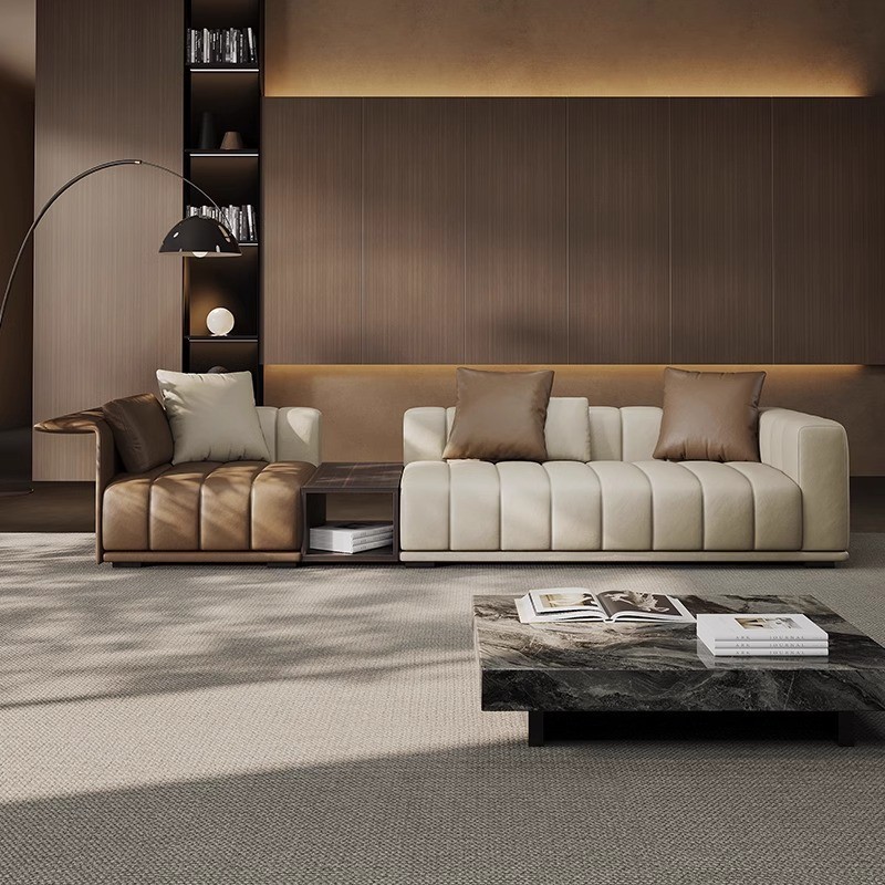 Sofa Genuine Leather Inline Corner Fabric Piano Key Sofa · v3