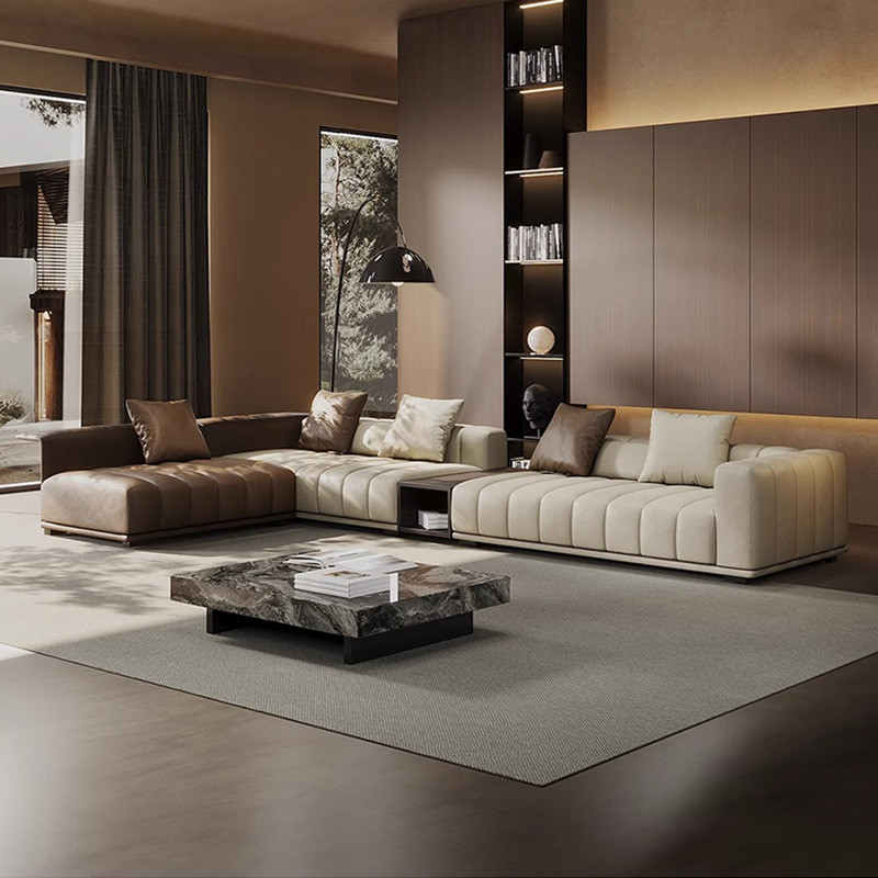 Sofa Genuine Leather Inline Corner Fabric Piano Key Sofa · v3