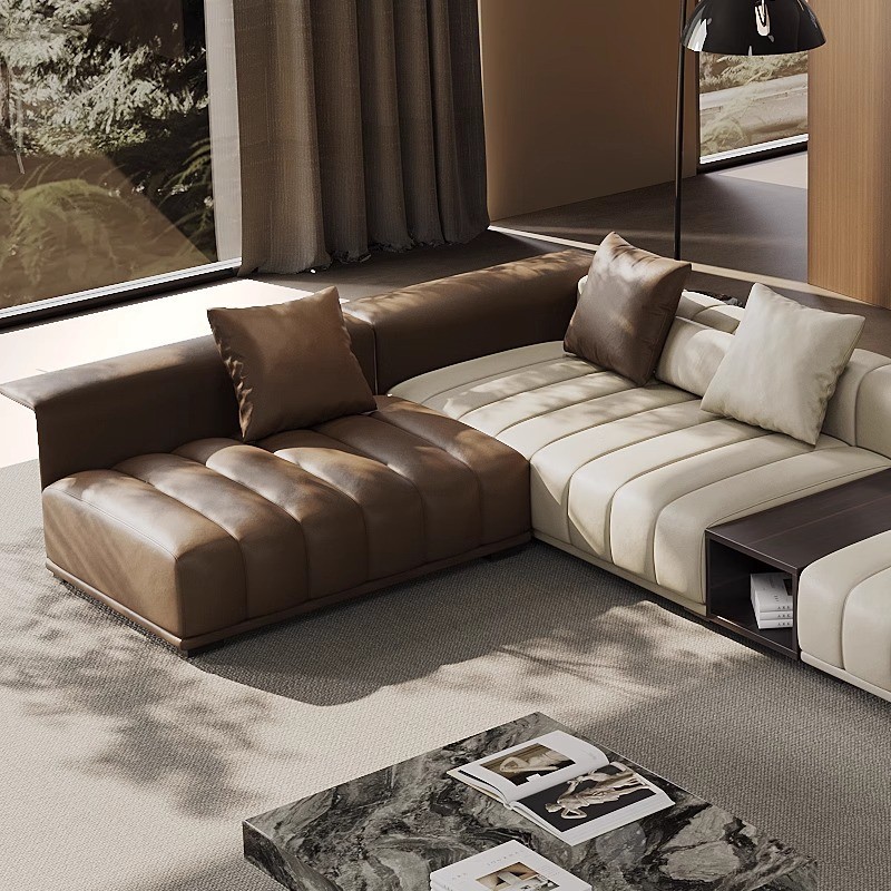 Sofa Genuine Leather Inline Corner Fabric Piano Key Sofa · v3