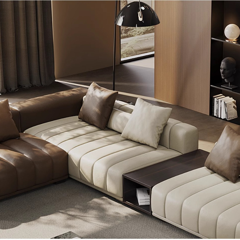 Sofa Genuine Leather Inline Corner Fabric Piano Key Sofa · v3
