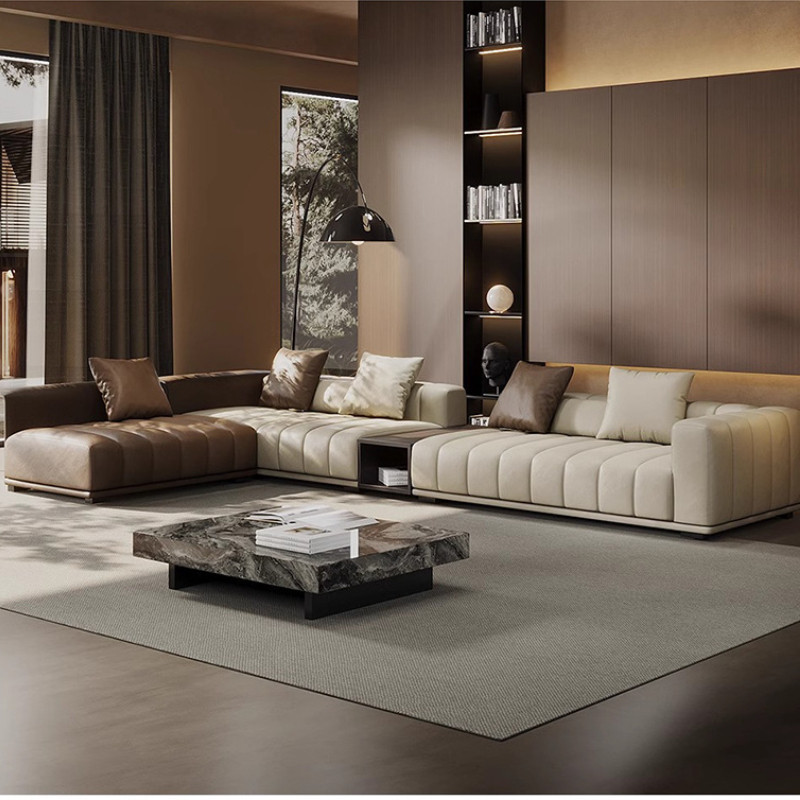 Sofa Genuine Leather Inline Corner Fabric Piano Key Sofa · v3
