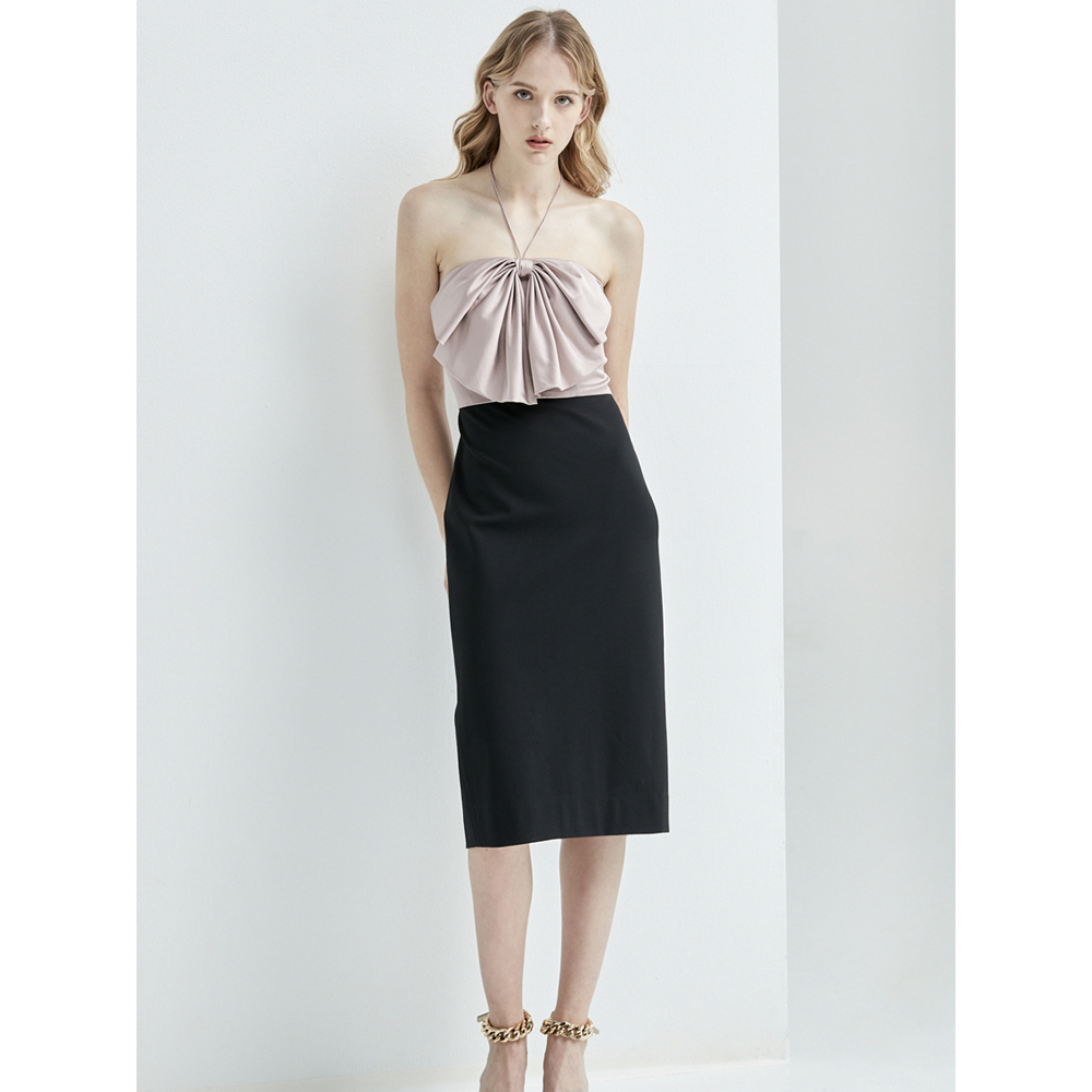 iROO Fashion Women Colour Block Halter Tube Dress · v3